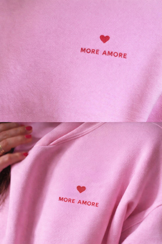 More amore hoodie front print