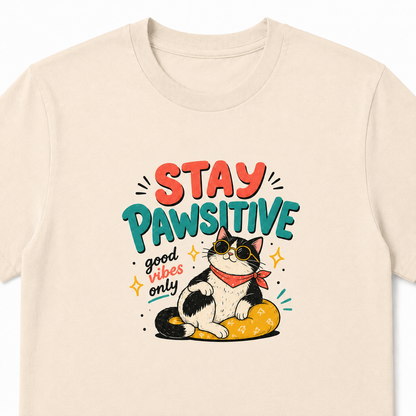 Stay Pawsitive T-Shirt – Lustiges Katzen Shirt
