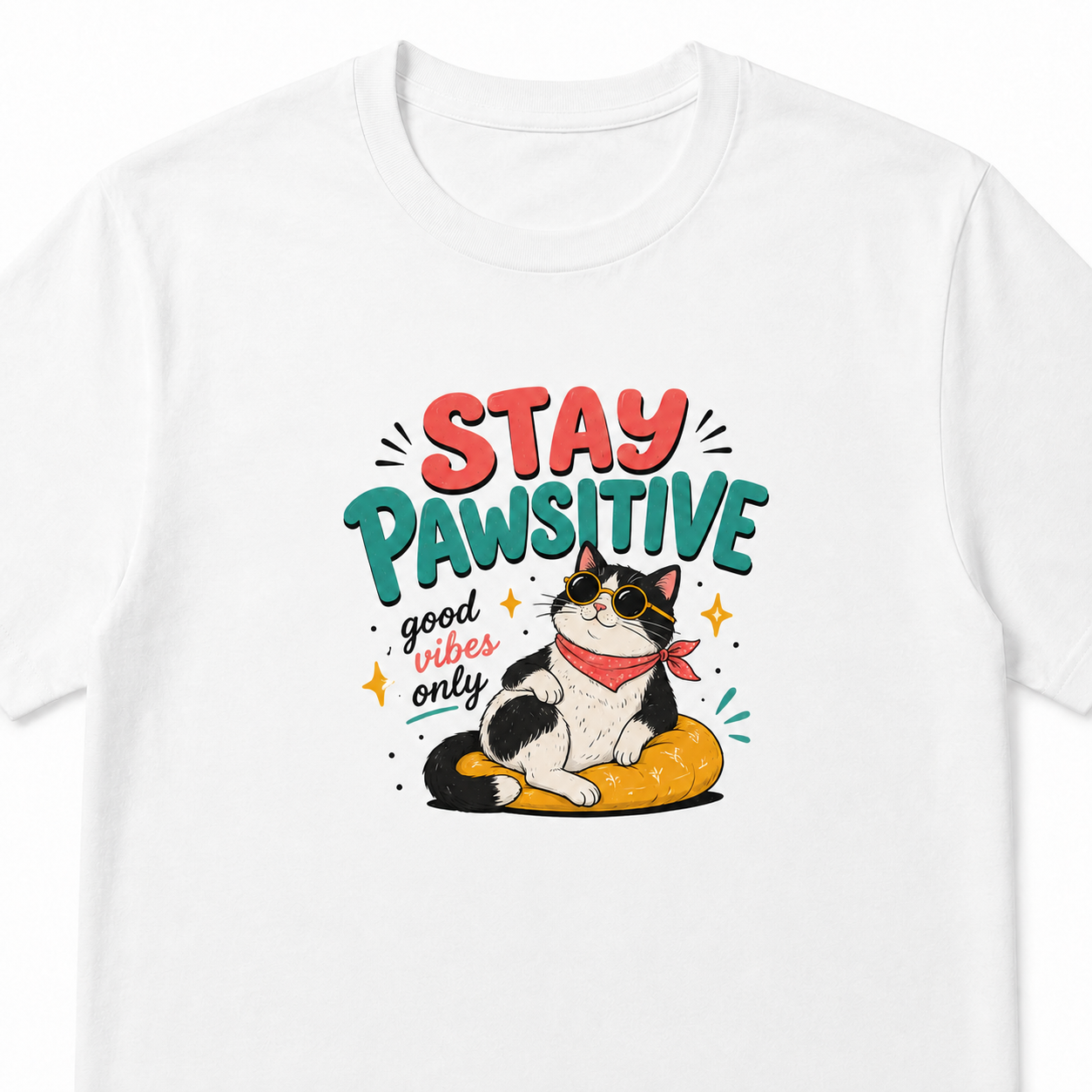 Stay Pawsitive T-Shirt – Lustiges Katzen Shirt