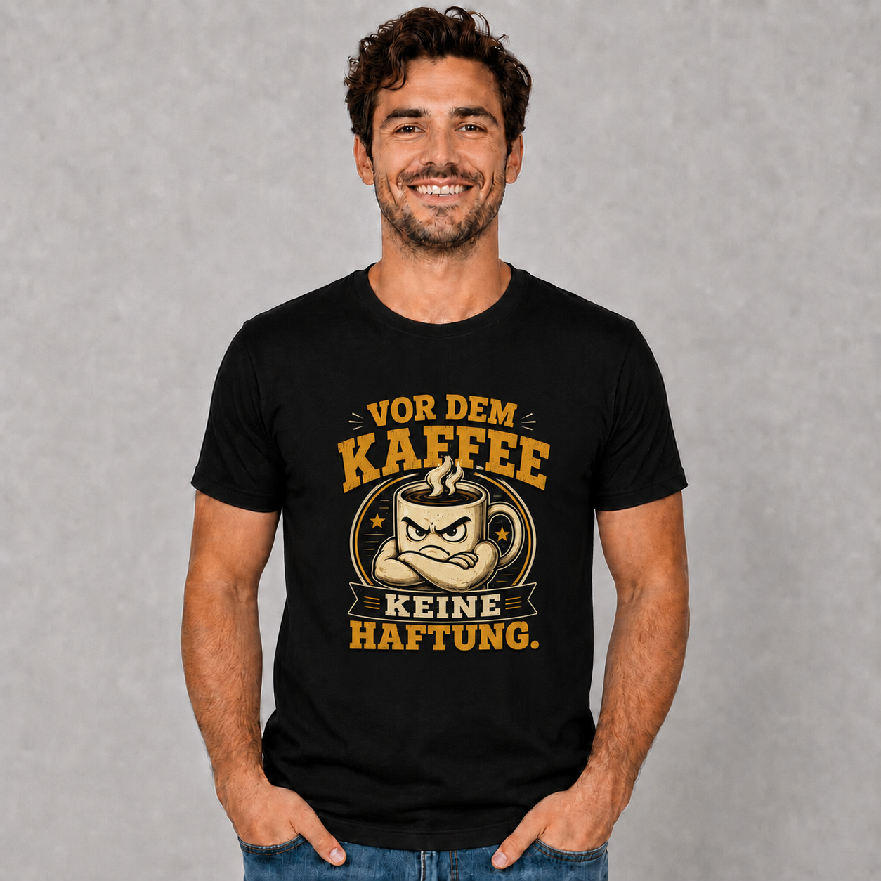 Vor dem Kaffee keine Haftung T-Shirt – Schwarz & Weiss
