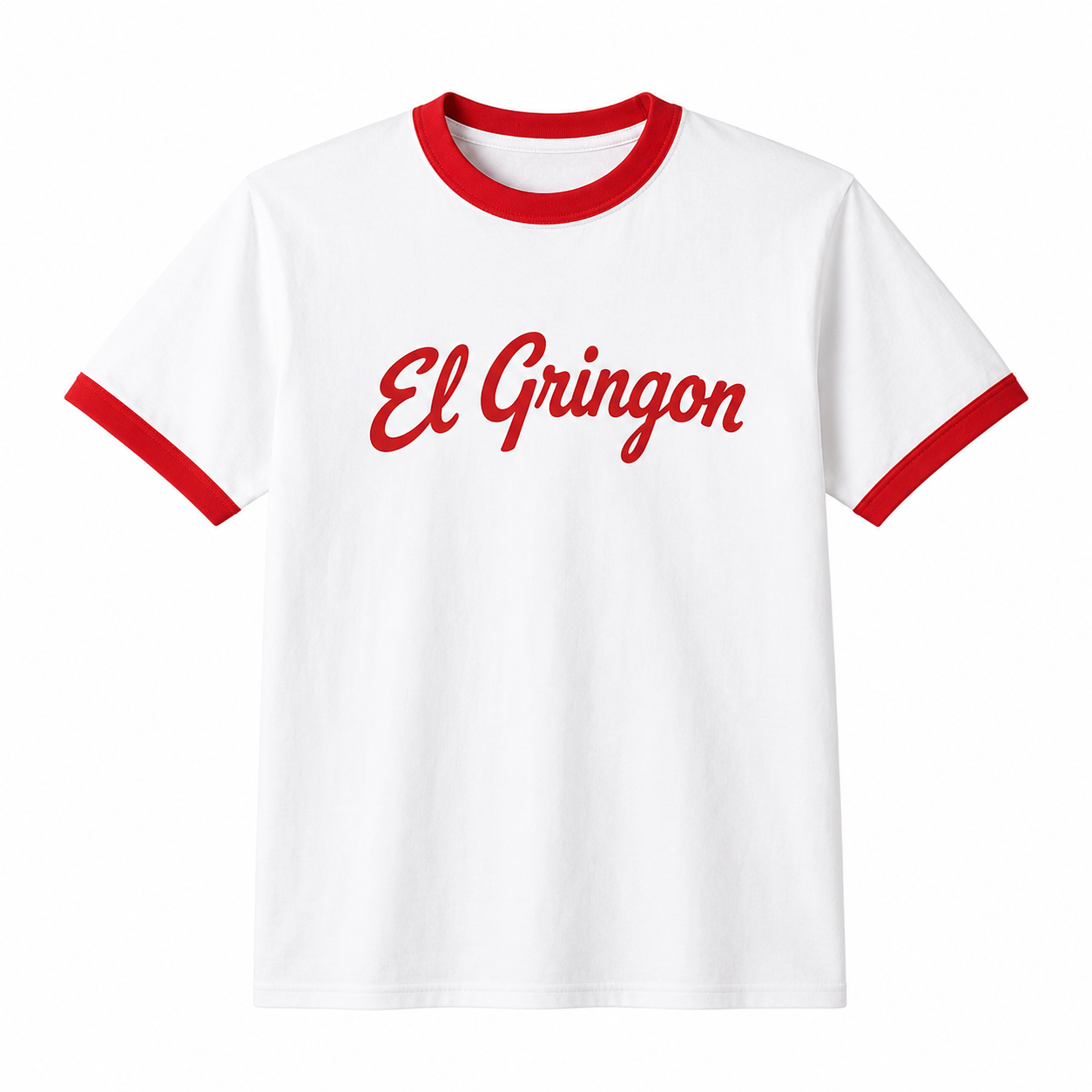 El Gringon Retro Ringer T-Shirt in Weiss und Rot