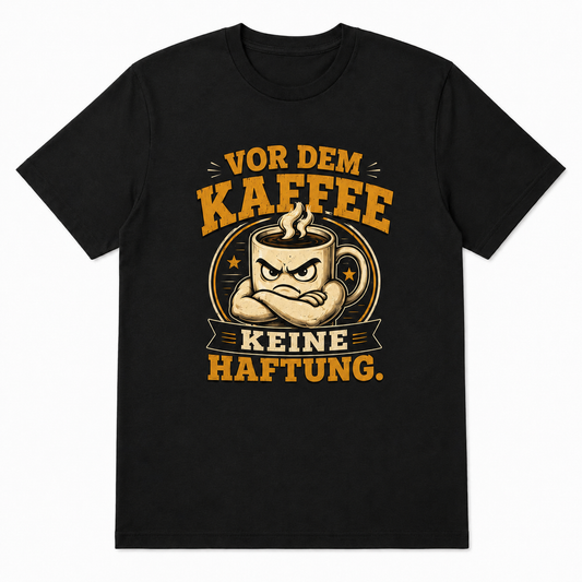 Vor dem Kaffee keine Haftung T-Shirt – Schwarz & Weiss