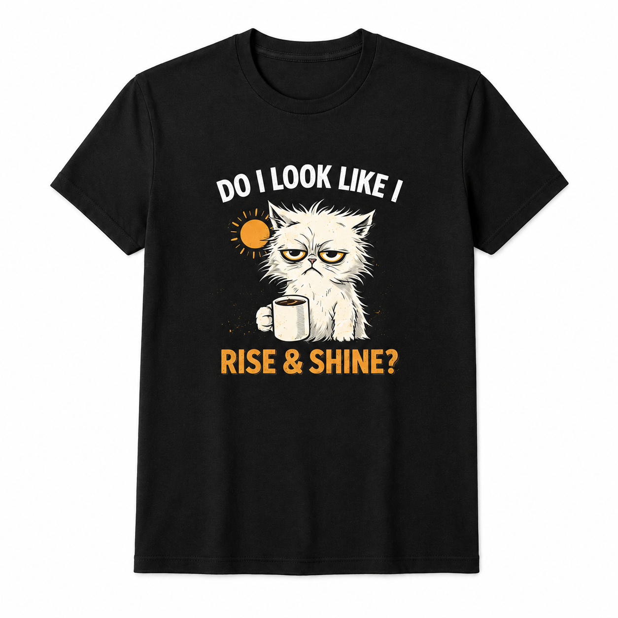 Rise & Shine? Katzen T-Shirt mit Kaffee-Motiv
