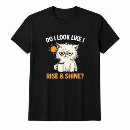 Rise & Shine? Katzen T-Shirt mit Kaffee-Motiv