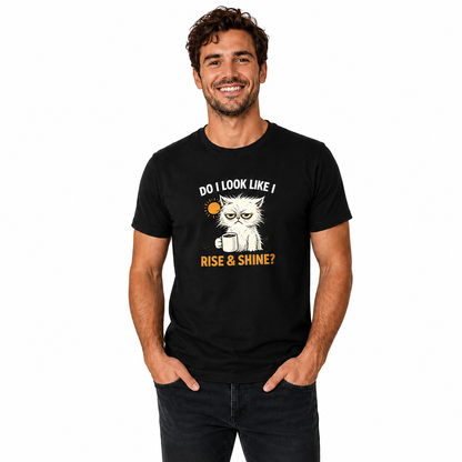 Rise & Shine? Katzen T-Shirt mit Kaffee-Motiv
