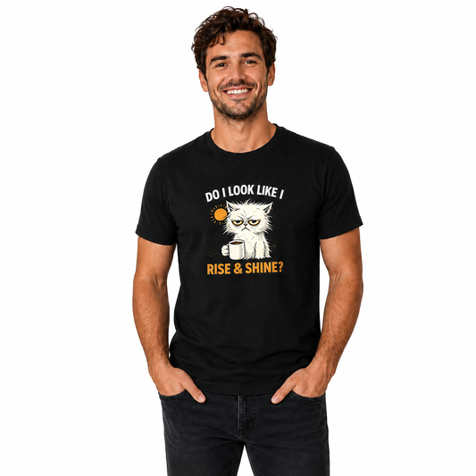 Rise & Shine? Katzen T-Shirt mit Kaffee-Motiv