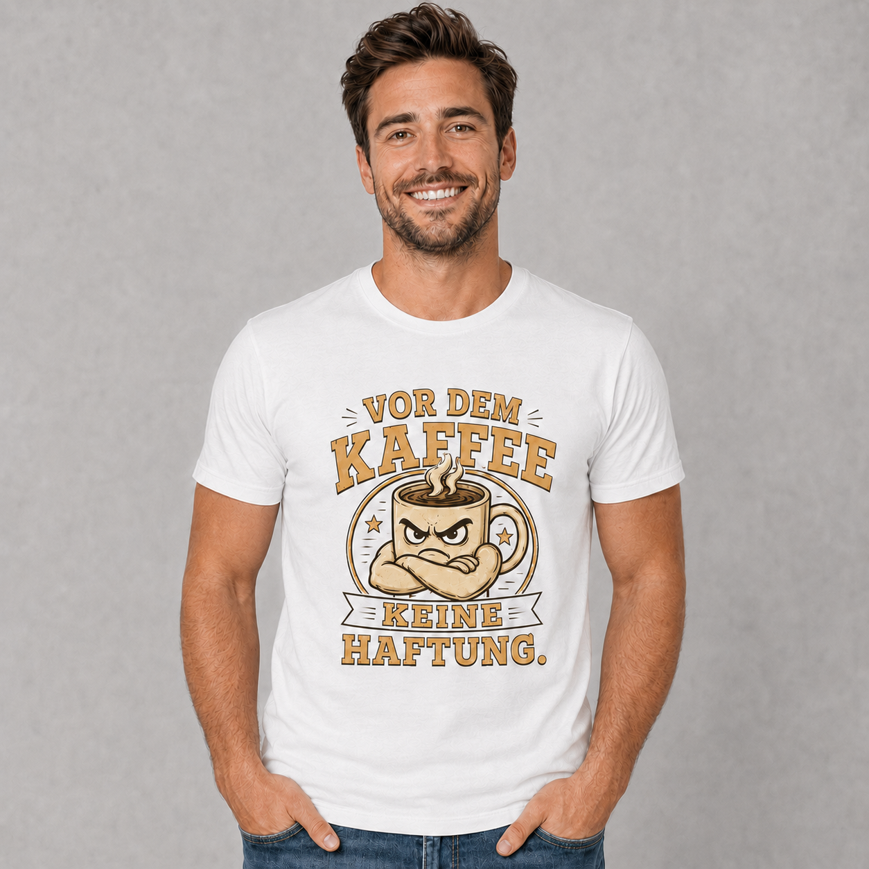 Vor dem Kaffee keine Haftung T-Shirt – Schwarz & Weiss