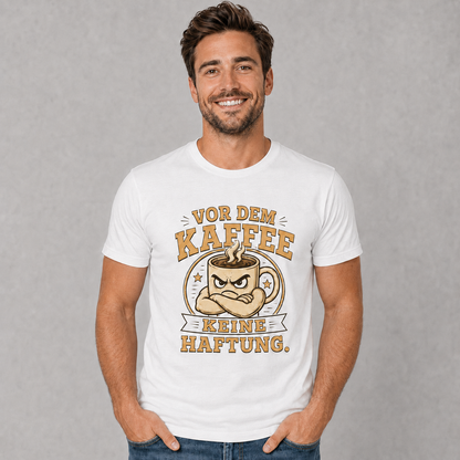 Vor dem Kaffee keine Haftung T-Shirt – Schwarz & Weiss