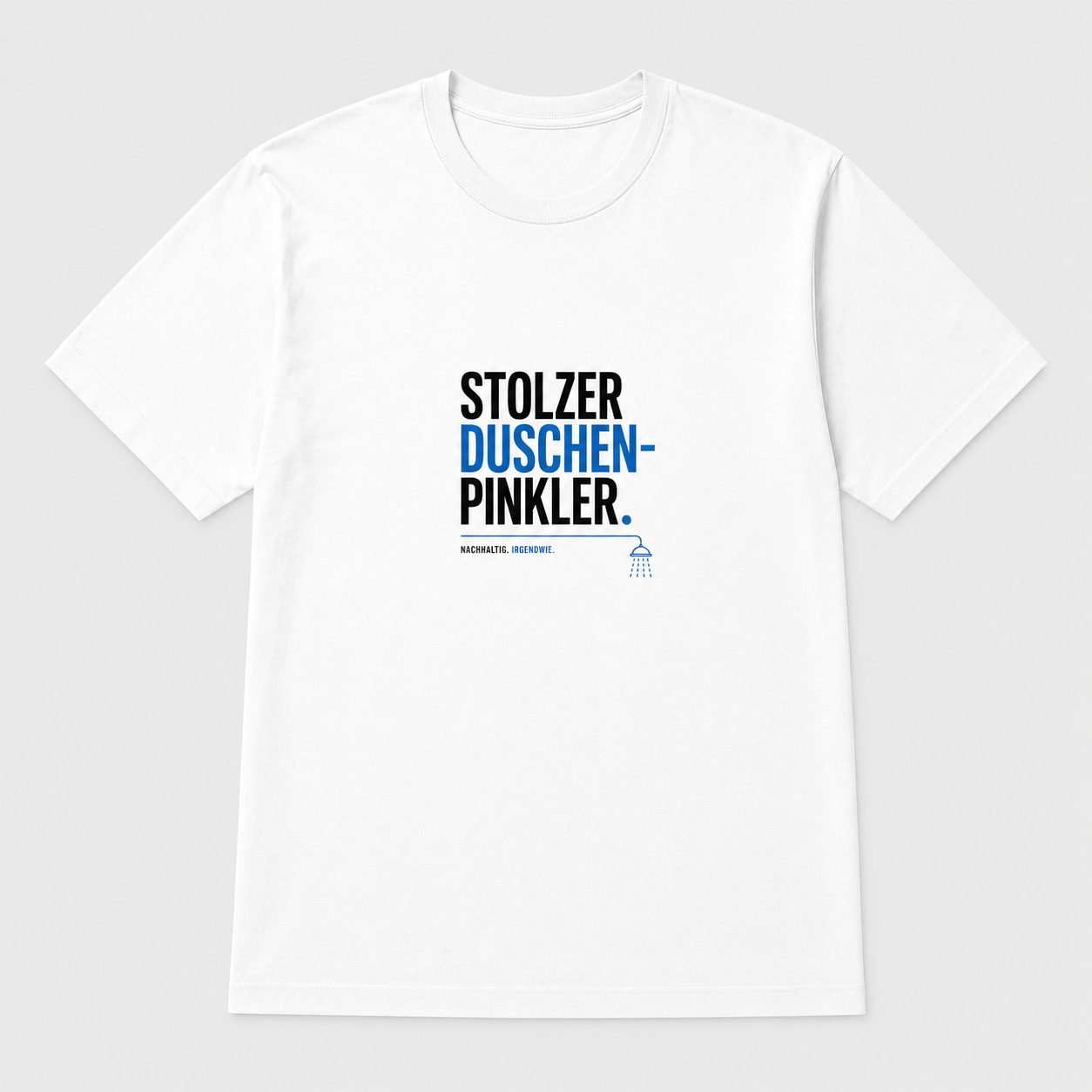 Stolzer Duschen-Pinkler T-Shirt – Schwarz & Weiss