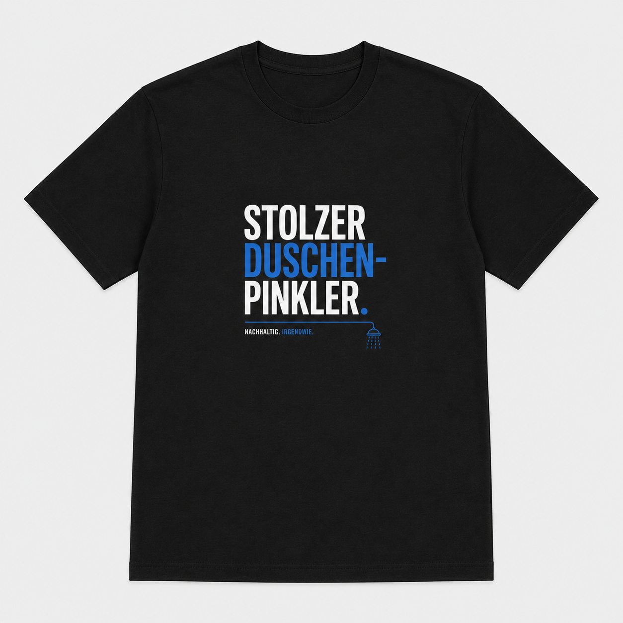 Stolzer Duschen-Pinkler T-Shirt – Schwarz & Weiss