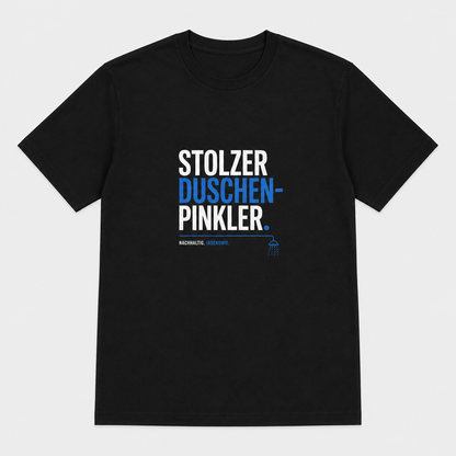 Stolzer Duschen-Pinkler T-Shirt – Schwarz & Weiss