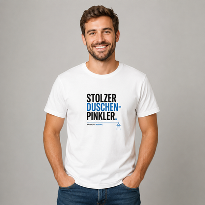 Stolzer Duschen-Pinkler T-Shirt – Schwarz & Weiss