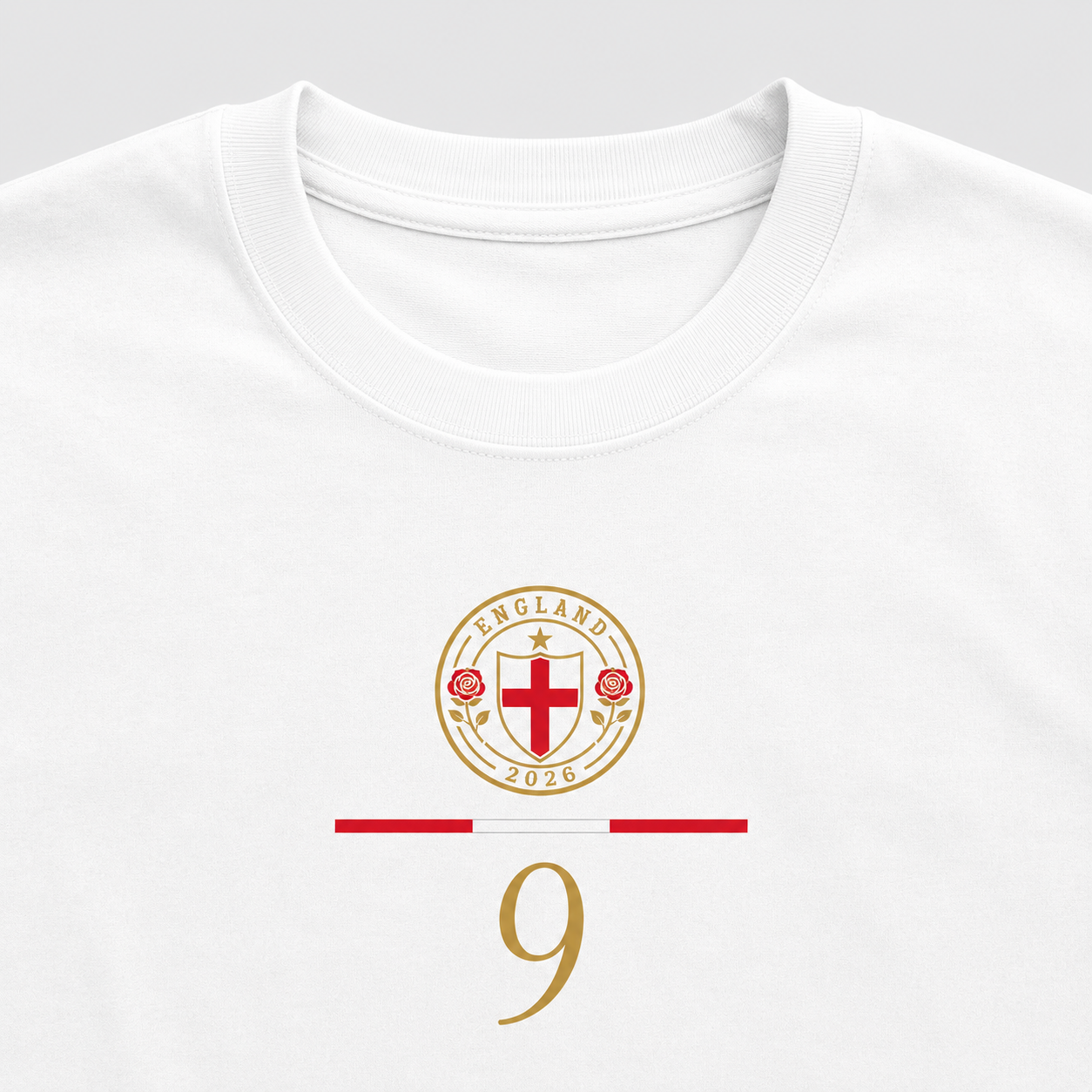England Fan-Shirt 2026 – Nummer 9 Gold
