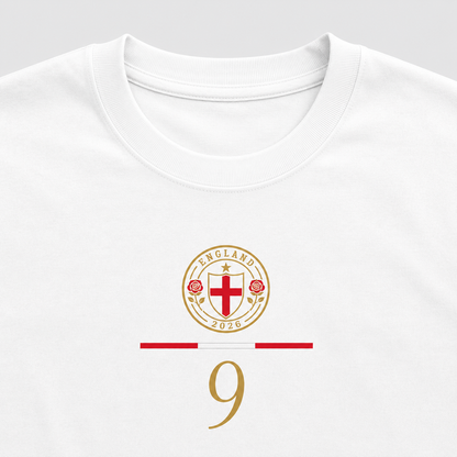 England Fan-Shirt 2026 – Nummer 9 Gold