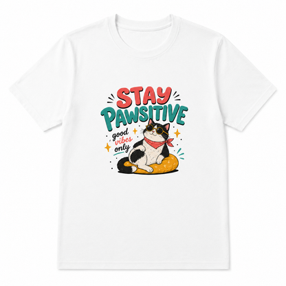 Stay Pawsitive T-Shirt – Lustiges Katzen Shirt