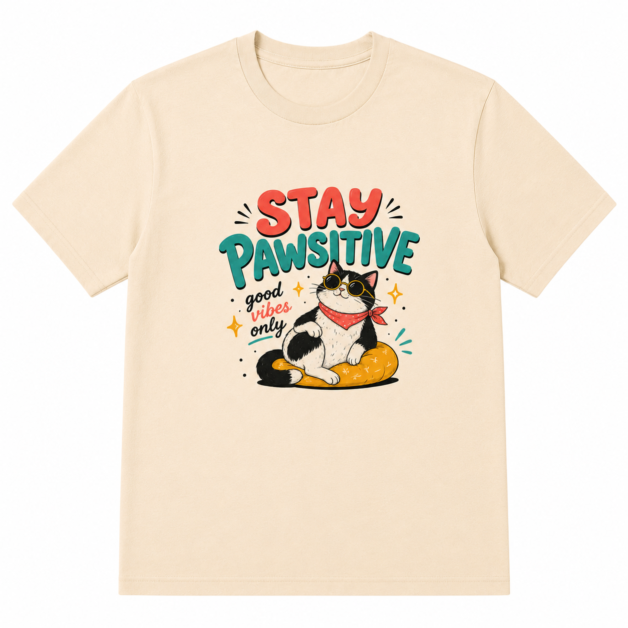 Stay Pawsitive T-Shirt – Lustiges Katzen Shirt