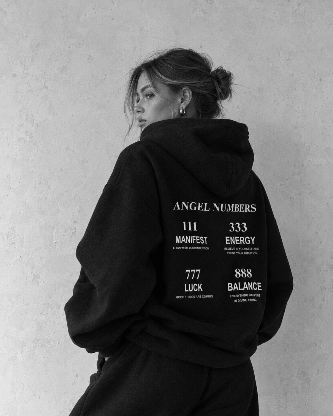 Angel Numbers Oversize Hoodie – 4 Designs – Schwarz