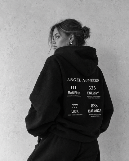 Angel Numbers Oversize Hoodie – 4 Designs – Schwarz