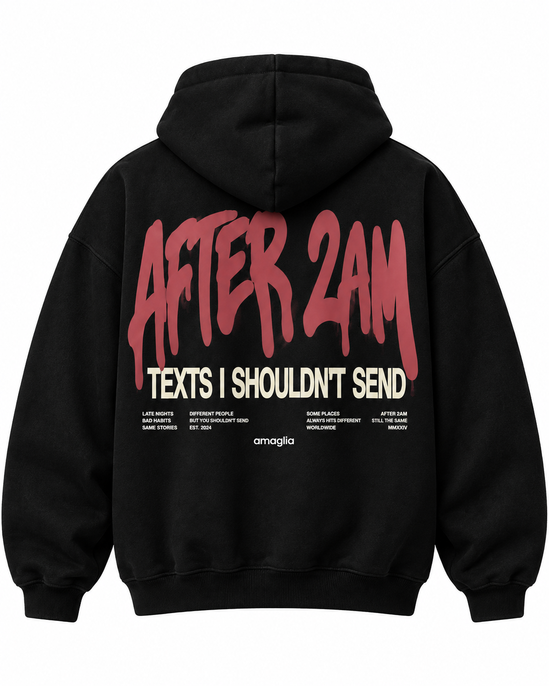 Oversized Hoodie Schwarz „After 2AM“ – Premium Streetwear
