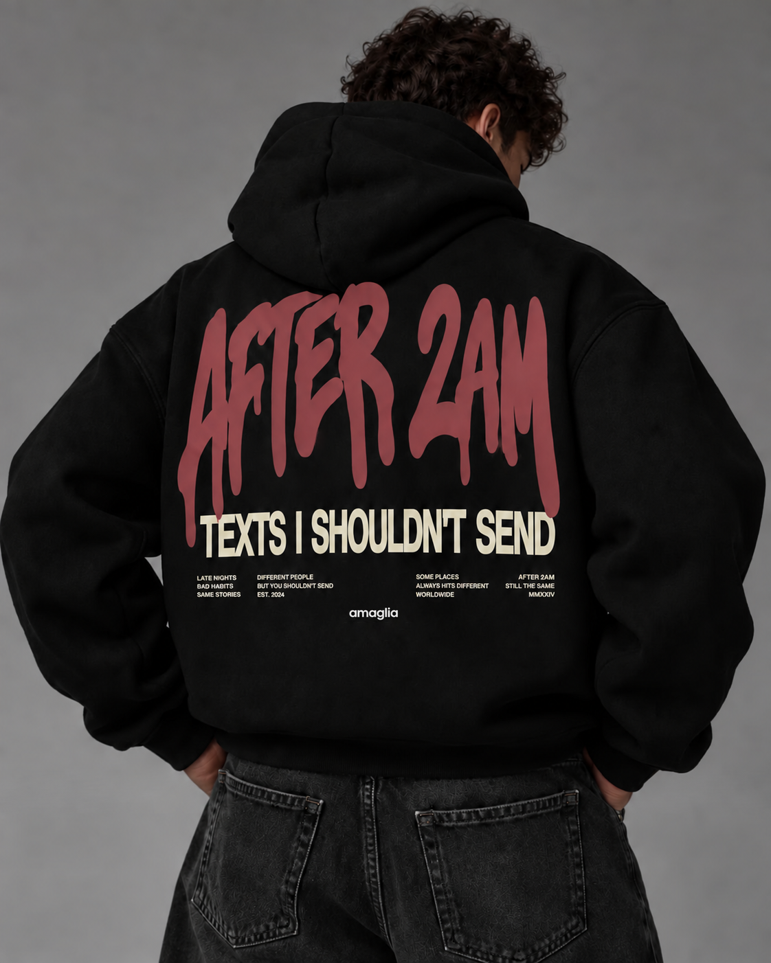 Oversized Hoodie Schwarz „After 2AM“ – Premium Streetwear
