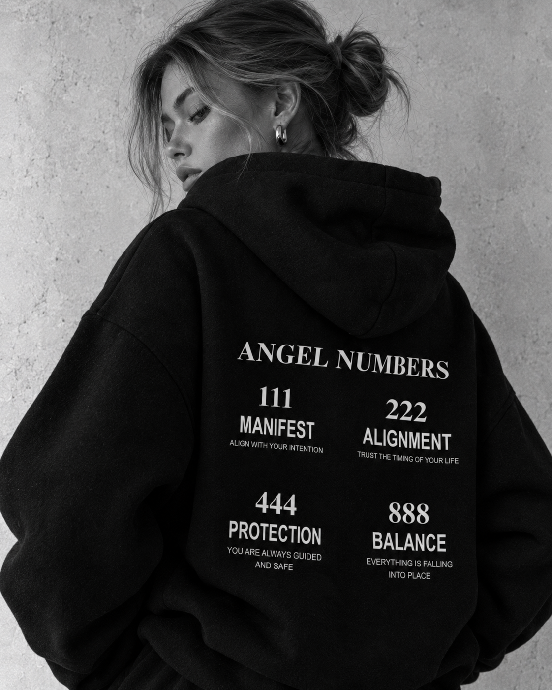 Angel Numbers Oversize Hoodie – 4 Designs – Schwarz