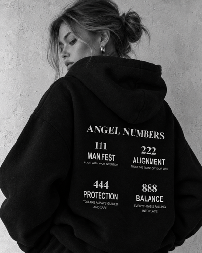Angel Numbers Oversize Hoodie – 4 Designs – Schwarz