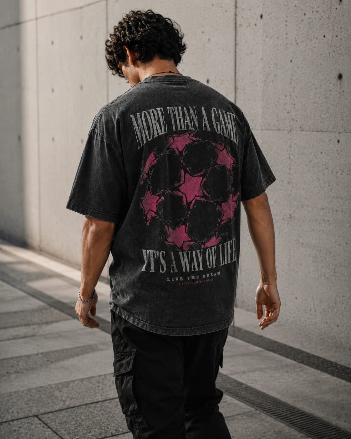 AMAGLIA Football Statement Oversized T-Shirt Washed Black