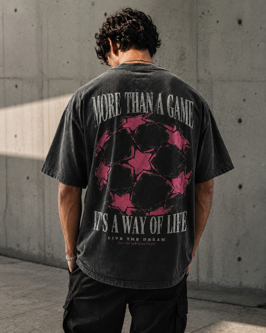 AMAGLIA Football Statement Oversized T-Shirt Washed Black