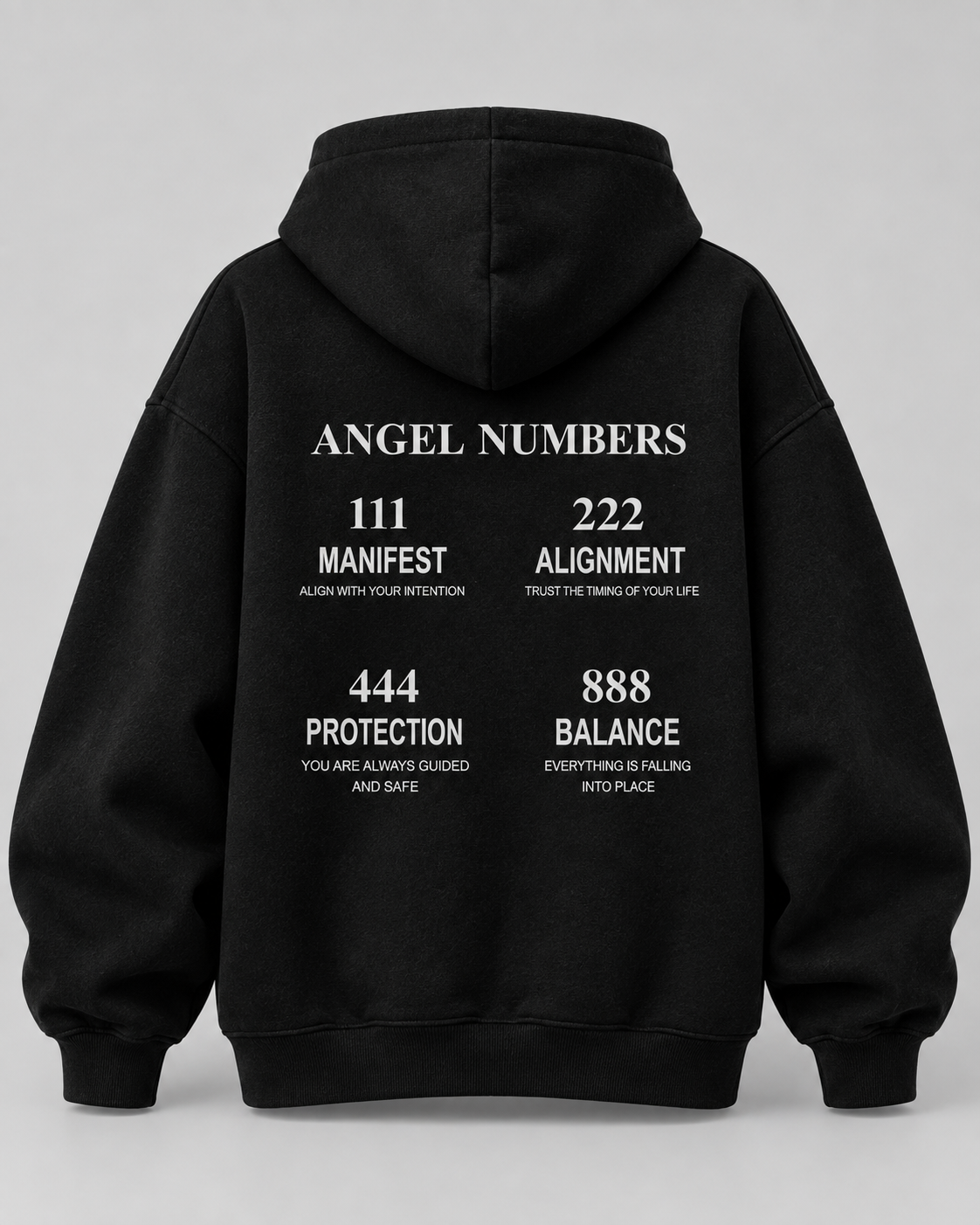 Angel Numbers Oversize Hoodie – 4 Designs – Schwarz