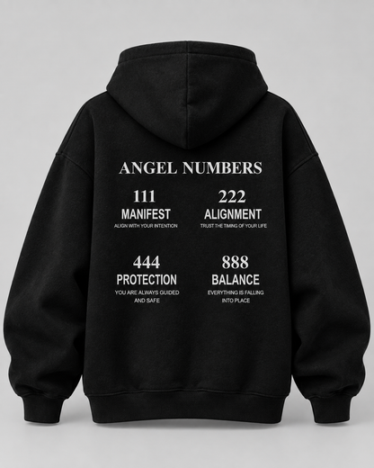 Angel Numbers Oversize Hoodie – 4 Designs – Schwarz