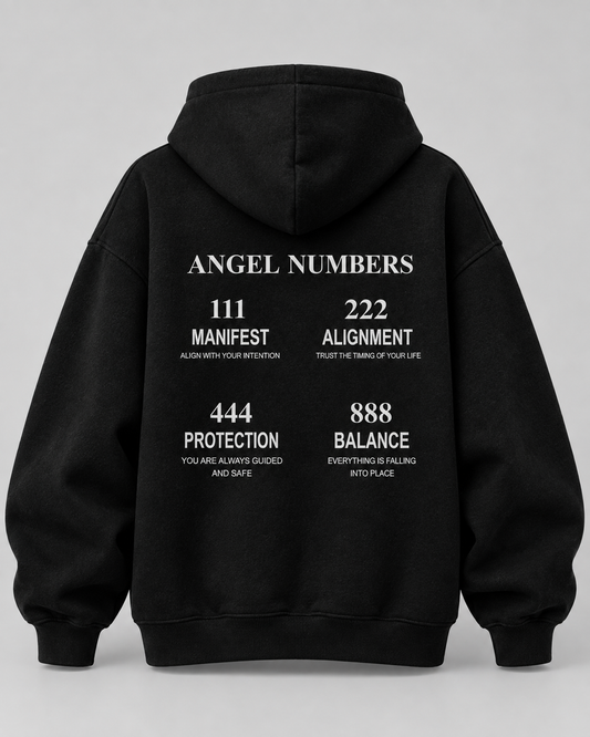 Angel Numbers Oversize Hoodie – 4 Designs – Schwarz