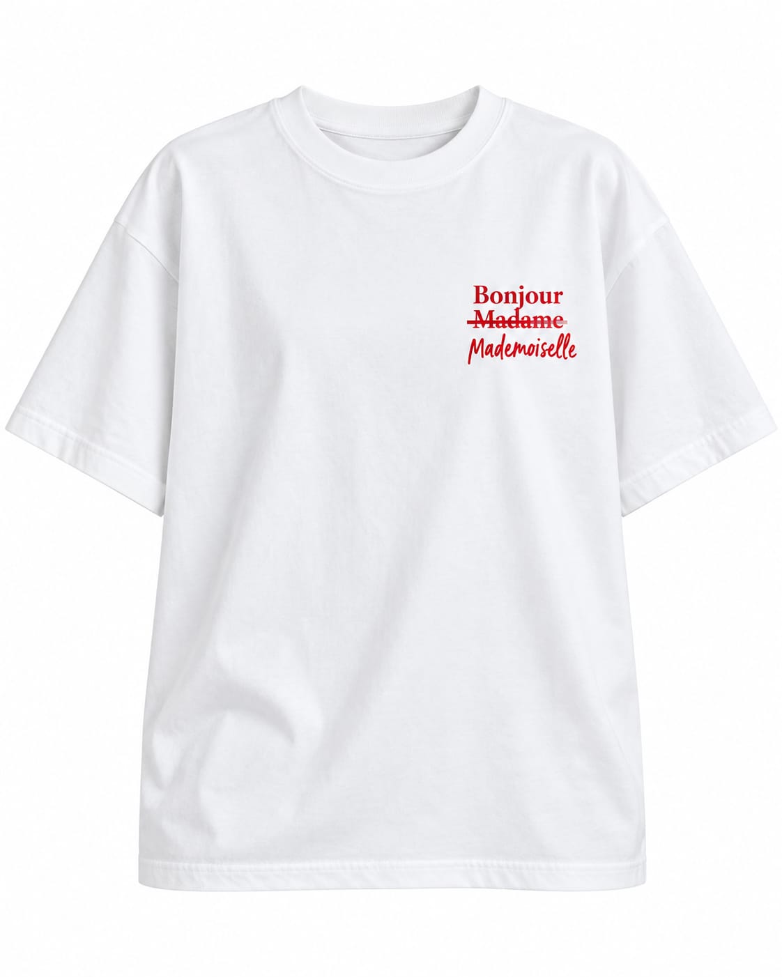 Bonjour Mademoiselle T-Shirt Weiß – Minimal French Statement Shirt