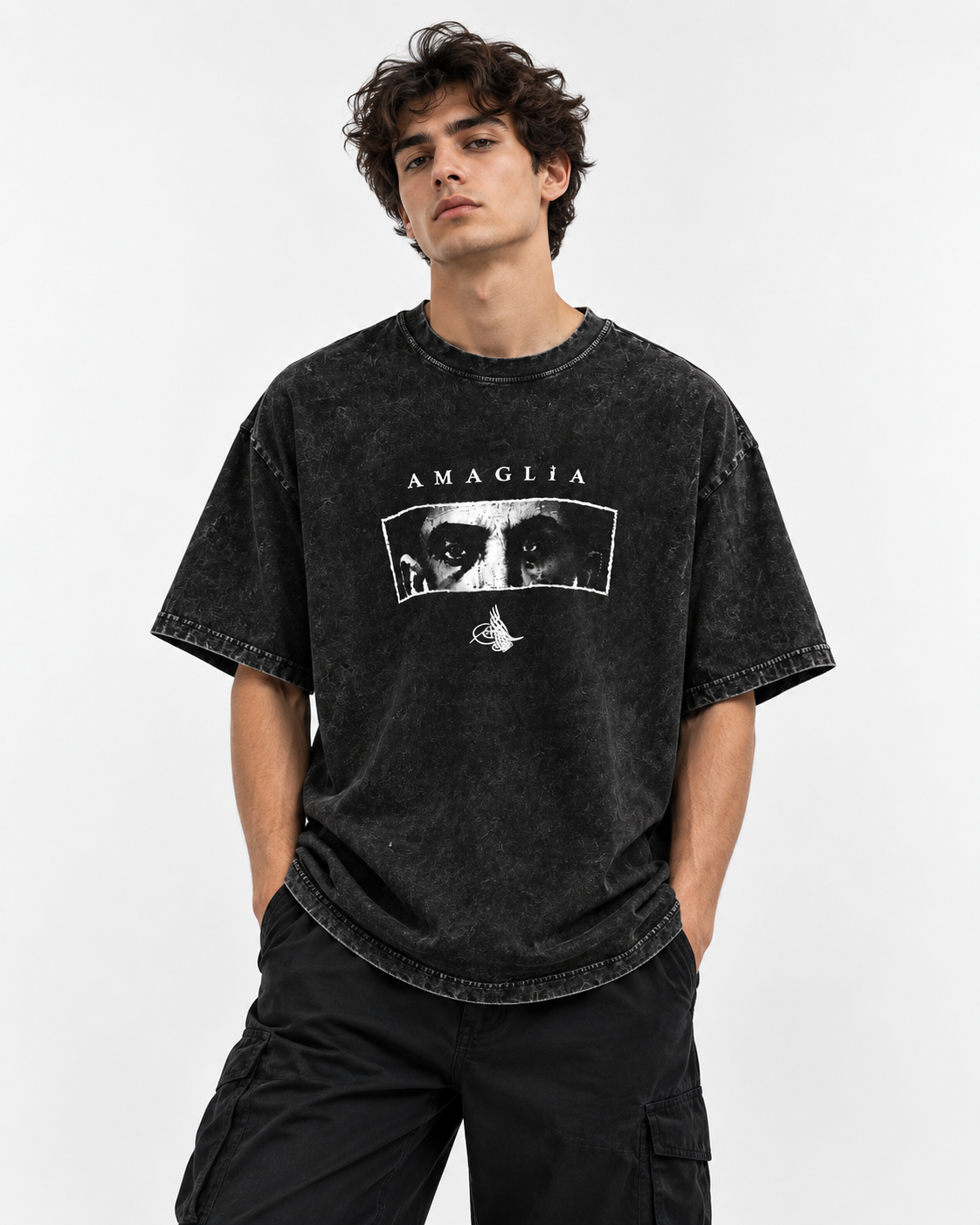 Ottoman Eyes Washed Black Oversized T-Shirt