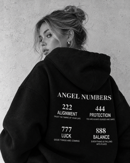 Angel Numbers Oversize Hoodie – 4 Designs – Schwarz