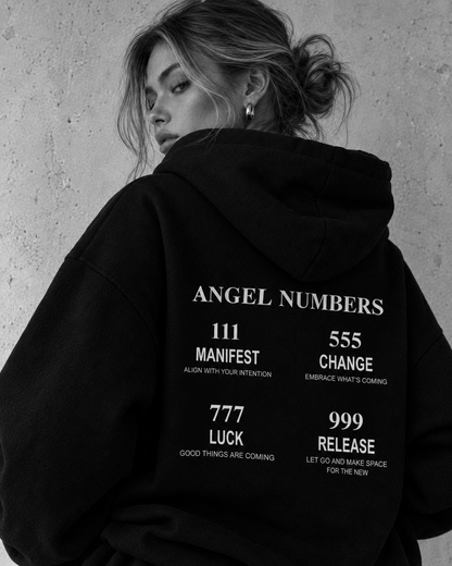 Angel Numbers Oversize Hoodie – 4 Designs – Schwarz