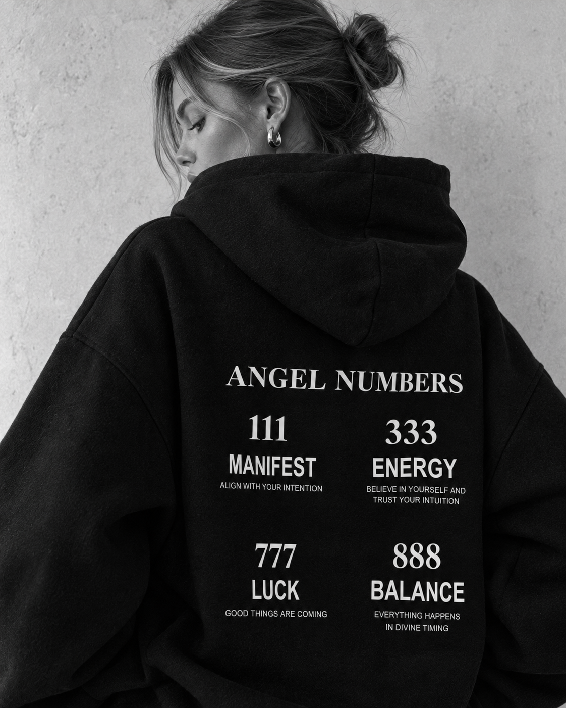 Angel Numbers Oversize Hoodie – 4 Designs – Schwarz
