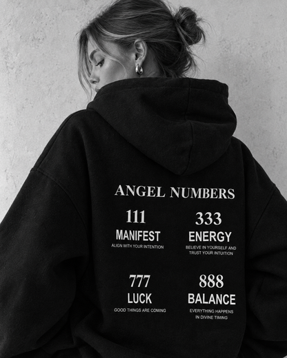 Angel Numbers Oversize Hoodie – 4 Designs – Schwarz