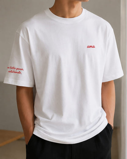 Se tutto passa salutamelo Oversize T-Shirt Weiss