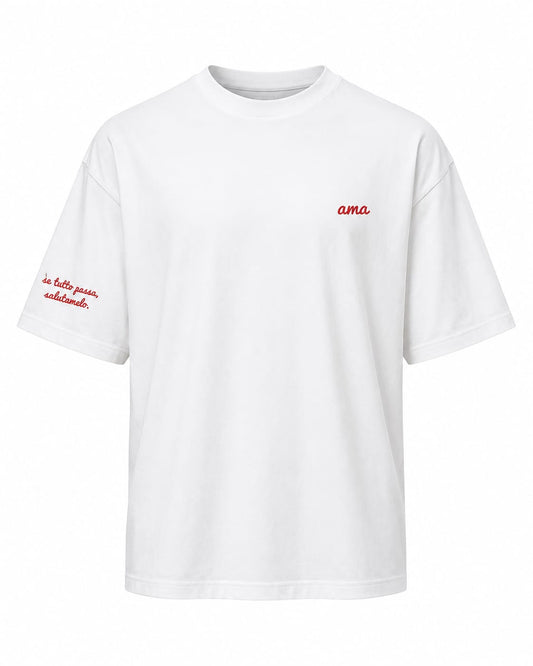 Se tutto passa salutamelo Oversize T-Shirt Weiss